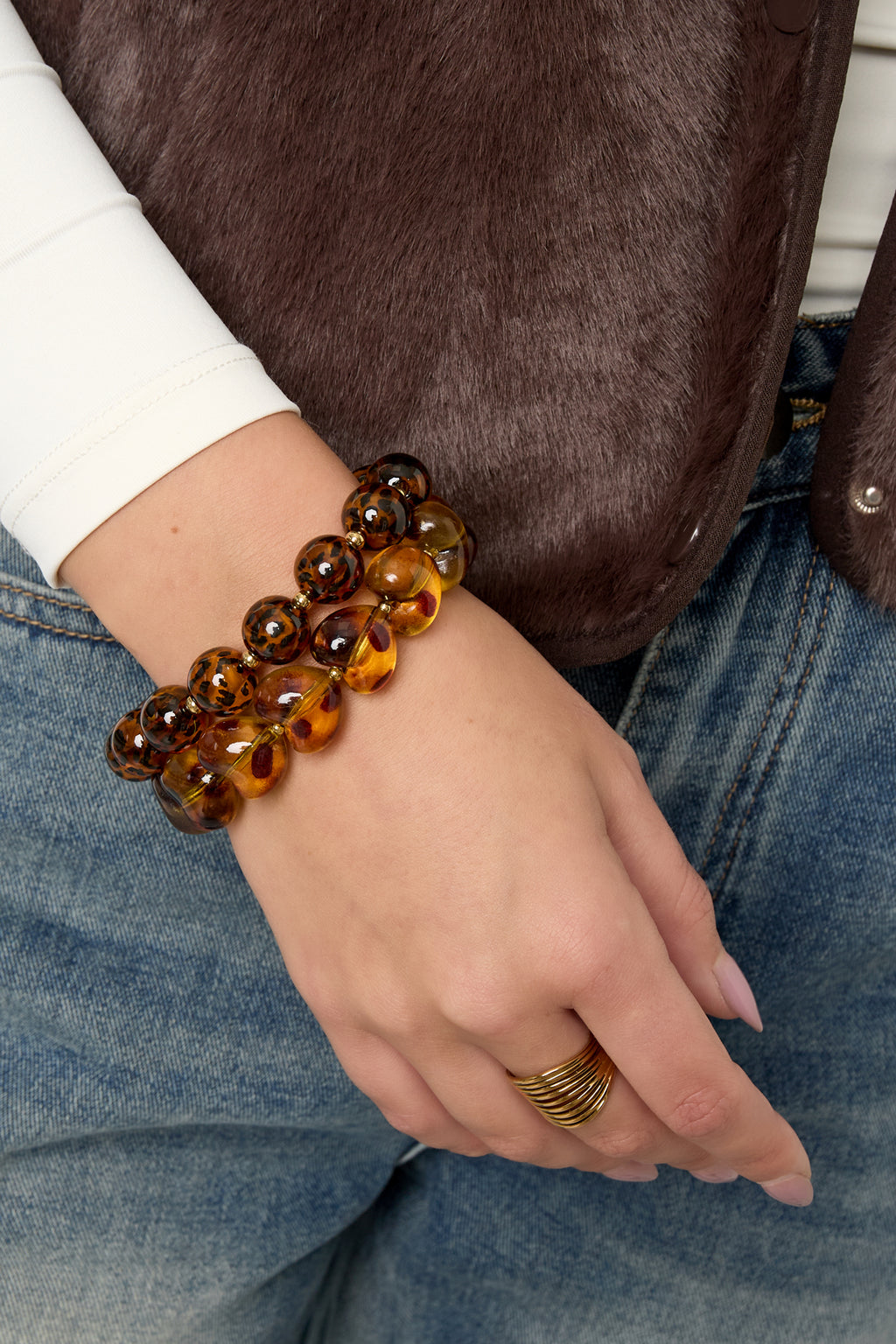 Acrylic Beaded Bracelets Leopard Print Retro Daily Classic Series Women's jewelry